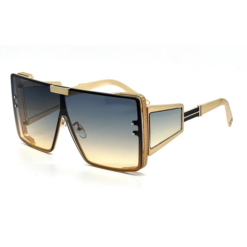 Sunglasses Oversized Designer Green Yellow Lens Sun Glasses Men Lentes Gafas New